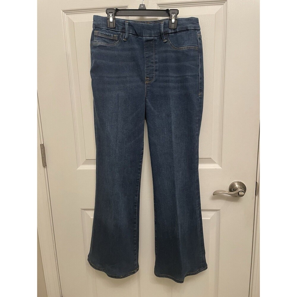 Good American Good Flare Jeans Blue Indigo Pull On High Rise Denim Size M
